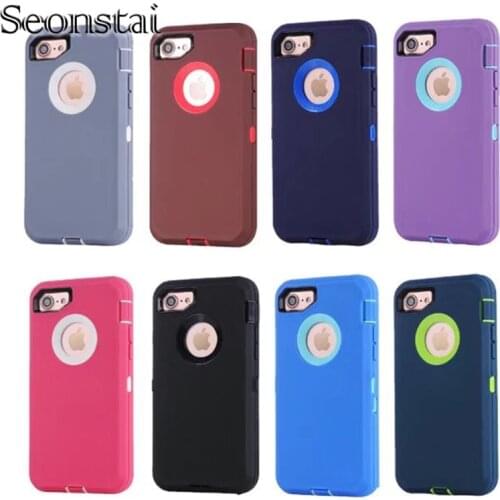 Seonstai Shockproof Armour Case for iPhone 7 7 plus 8 8 plus Slim Rugged Shield Back Cover for iPhone X Defender 2 Cases Armor
