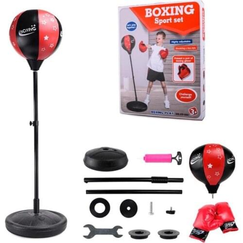ZOOBOO Adjustable Fitness Boxing Punch Pear Speed Ball Relaxed Boxing Punching Bag Speed Bag Children+Glove+Pump+Base+ Poles