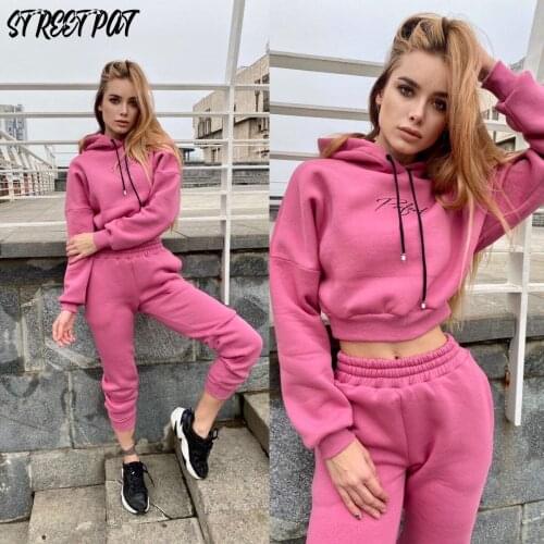 Sweatsuit 2 Two Piece Set Women Outfits Fleece Hoodie Sweatshirt and Sweatpants Matching Sets Streetwear Sportswear Tracksuit