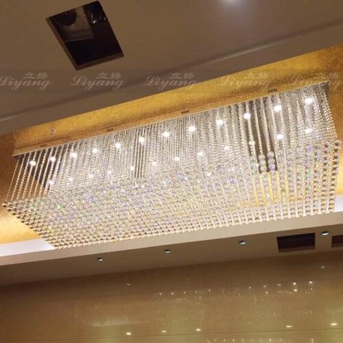 Villa living room rectangular crystal ceiling lamp hotel meeting room front aisle hotel lobby corridor lighting