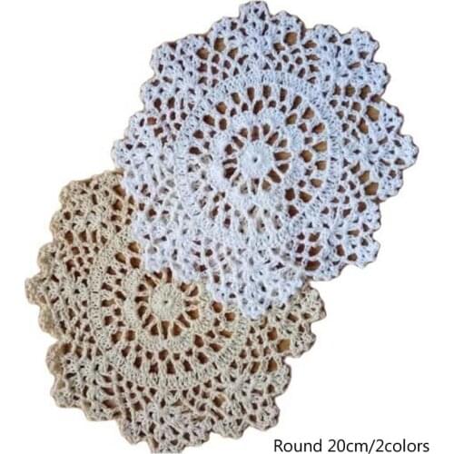 Vintage lace cotton table place mat pad Cloth crochet drink placemat cup mug tea coffee coaster dining Christmas doily kitchen