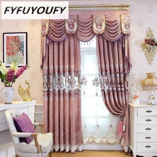 FYFUYOUFY High-grade embroidery curtains for living room florals tulle bedroom curtains soft charpie blackout curtain for window