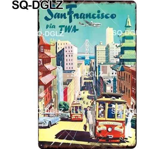 [SQ-DGLZ] SAN FRANCISCO City Plaques Metal Signs Vintage Home Decor Tin Signs Pub Plates Metal Crafts Painting Art Poster