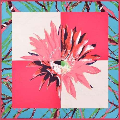 100*100cm TOP Silk superior sunflower Scarves Women Foulard Square Hijab Scarf Ladies Shawl wrap muffler pareo female hijab