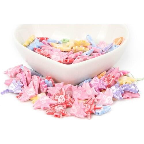 100Pcs Mixed Fish Acrylic Beads 16x10mm For Jewellery Marking Loose Spacer Beads Bracelet Necklace Charm Jewelry Finding