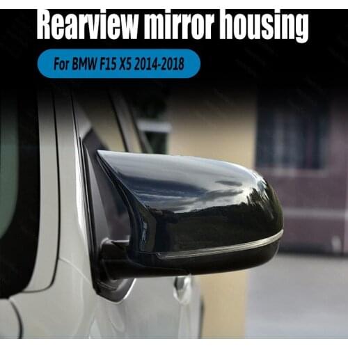 High Quality 2pcs Bright Glossy Black M Style Replacement for BMW F15 X5 2014 2015 2016 2017 2018 Rearview Mirror Cover Caps
