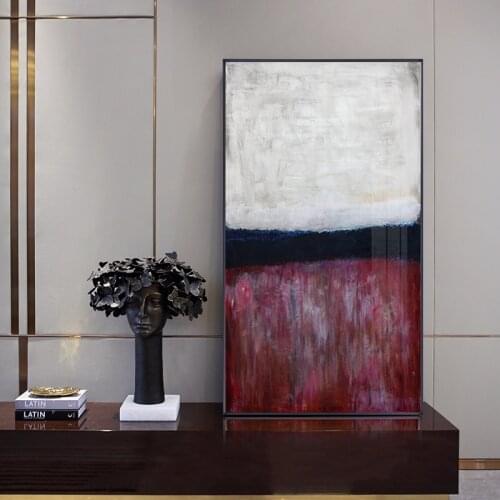 Abstract red and white canvas painting posters and print home decor wall art color block pictures for living room bedroom aisle