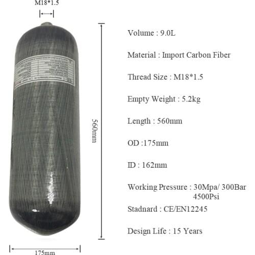 AC1090 Undersea Balloons 9L Hpa Airsoft Hunting Diving Oxygen Air Rifles 5 5 Paintball Tank Carbon 4500Psi Pcp Airforce Condor
