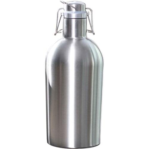 Premium 2L Stainless Steel Bottle Homebrew Beer Growler Secure Swing Top Big Capacity Beer Bottle For Outdoor growler cerveja