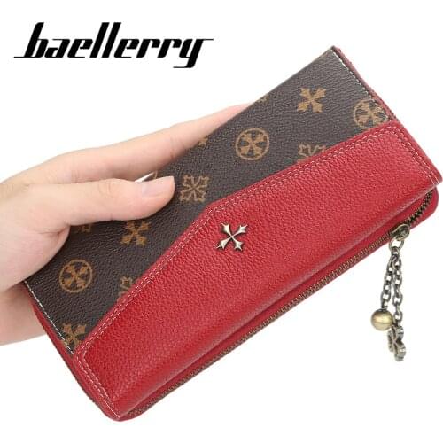 Baellerry Leather Long Wallet For Women Korean Fashion Large Capacity Credit Card Holder Ladies Coin Clutch Purse For Phone