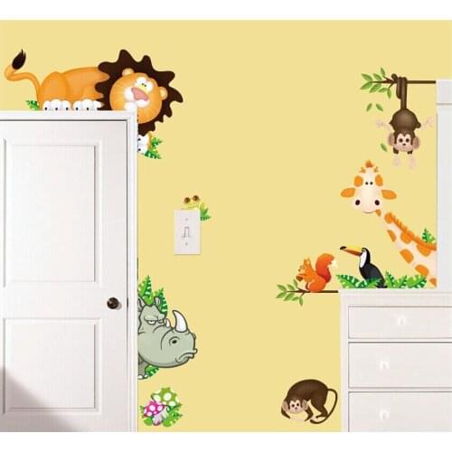 Jungle Wild Animals Vinyl Mural Wall Decals Sticker Kids Nursery Room Decor
