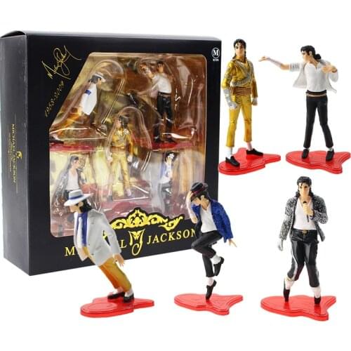 11cm 5pcs/lot Moonwalk King Dangerous World Tour With Red Base PVC Action Figure Collection Model Toy