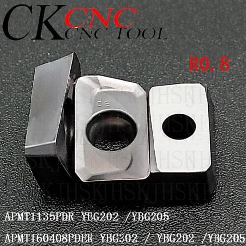 R0.8 APMT1135PDR YBG202 /YBG205 APMT160408PDER YBG302 /YBG202/YBG205 cemented carbide Indexable milling General turning insert