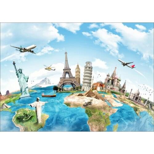 World Map Famous Monuments Landmarks Art Silk Poster Print 24x36inch