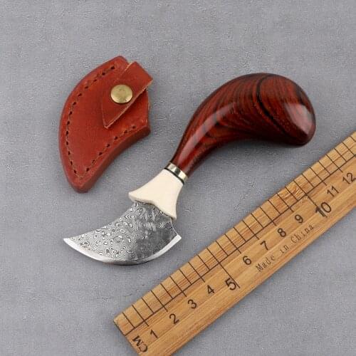 Karambit Damascus steel fixed blade wooden handle tactical outdoor camping survival hunting self-defense tool straight knife