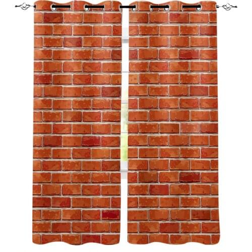 Bricks Retro Gap Stripes Curtains for Living Room Bedroom Kitchen Home Supplies Ready-made Window Curtains
