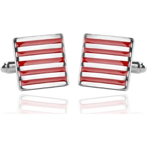 Classic Red White Striped French Shirt Cufflinks Male Female Cufflinks Wedding Business cufflink Jewelry Gifts For Women Men