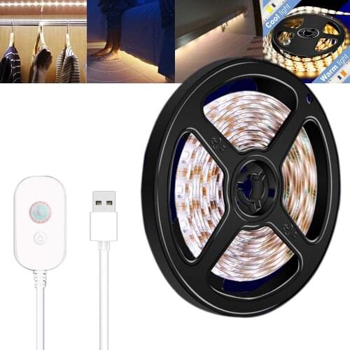 5V LED Strip Light Hand Sweep / Motion Sensor 2835 SMD Flexible Led Tape USB Power Night Bed Under Cabinet Closet Lighting