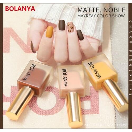 BOLANYA 12ml/1Bottle Matte Nail Polish Matt Top Coat Lusterless Nail Art Dull Polish Manicure Gel Nail UV LED Gel 15 Colors