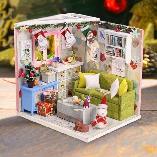 DIY Miniature DollHouse Model Wooden Dollhouse RoomBox Toys For Children New Year Christmas Gift Doll Houses Furniture Kit Casa