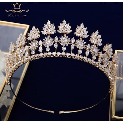Oversize Gold Full Zircon Crystal Brides Tiaras Crowns Wedding Hairbands Royal Queen Evening Hair Jewelry Wedding Accessories
