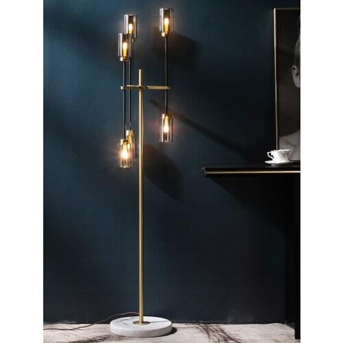 All copper marble floor lamp light luxury living room sofa side vertical lamp postmodern bedroom floor lamp
