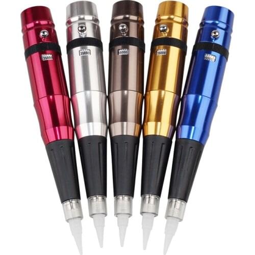 Professional Eyebrow Lip Tattoo Permanent Eyebrow Rotary Makeup Machine Pen Kit 10 Needles Mouth Tips Power Supply Body Art