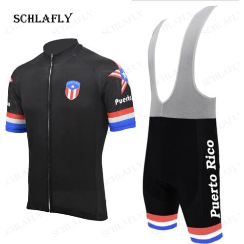 Puerto Rico cycling jersey summer black short sleeve jersey+bib pants bike wear cycling clothing schlafly