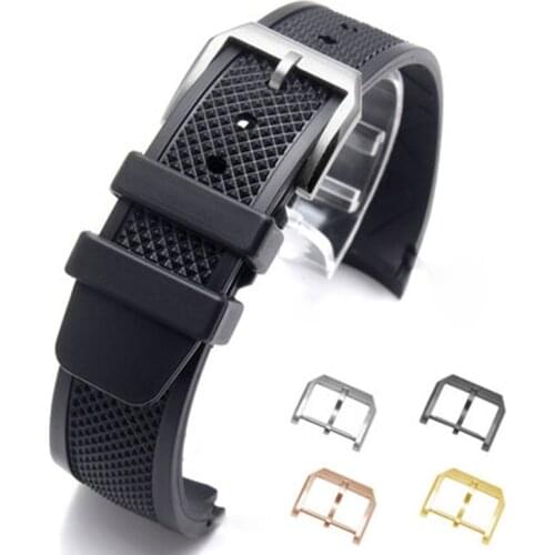 22mm Black Curved End Soft Silicone Rubber Watch band For IWC PORTUGIESER YACHT CLUB CHRONOGRAPH IW390502 IW390209 Watch Strap