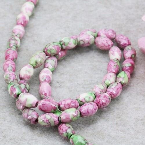Special Pink Multicolor Bucket Loose Beads Semi-precious Riverstone Rain Flower Rainbow Natural Stone Women Jewelry making 6x8mm