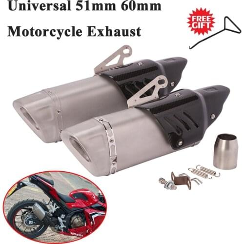 Universal 51mm Motorcycle Exhaust Pipe Escape Modified Carbon Fiber Muffler 60mm For R3 Ninja 400 Z900 CB400 CBR650 Pitbike TNT