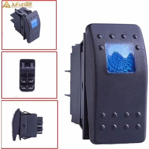 Waterproof 12V 20A Push Button Switch ON OFF 4 Pin Blue / Red LED Light Universal Car Auto Marine Boat Rocker Switches 4P ON-OFF