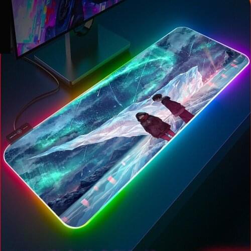 XGZ Anime Girl Landscape RGB Cute Pink Girl LED Office Computer Desk Keyboard Mousepad Marvel Logo Cartoon Gaming Mouse Pad XxL