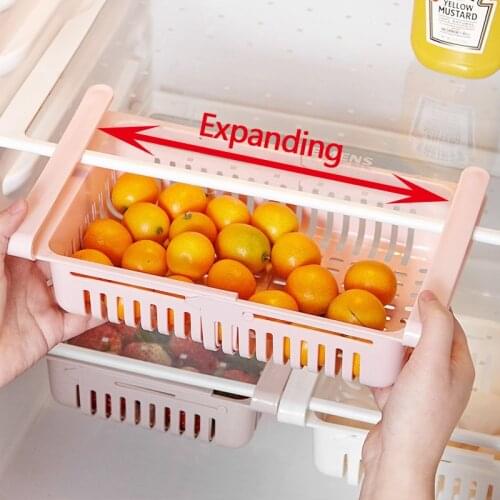 Refrigerator Drawer Organizer Kitchen Food Storage Container Fruit Baskets Desktop Organizers Retractable Home Supplies