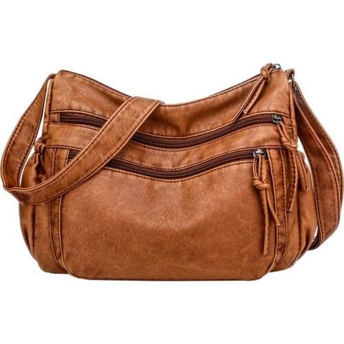 Popular Simple Female Daily Bag Fashion Multi-pocket Crossbody Shoulder Bag Mummy Leather Shopping Street Purse