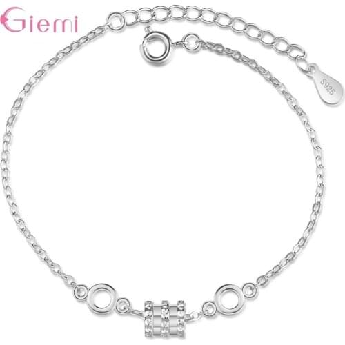 Hot Sale New Fashion 925 Sterling Silver Particular Gemmetric Cylinder Pendant Adjustable Bracelets For Women Girls Jewelry
