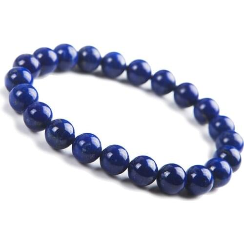 Free Shipping 9mm Fashion Stretch Bracelet For Women Charm Genuine Lapis Lazuli Round Bead Natural Stone Bracelet