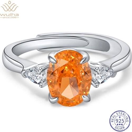 WUIHA Luxury 925 Solid Sterling Silver White Topaz Aquamarine Gemstone Wedding Engagement Ring Trendy New Fine Jewelry Wholesale