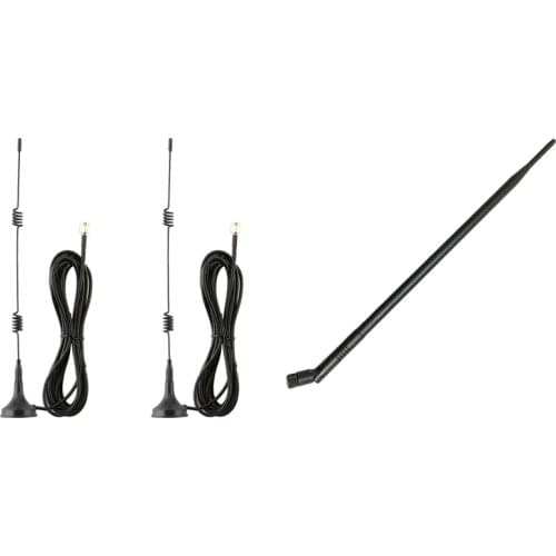 1PCS 9DBi RP-SMA Dual Band 2.4GHz 5GHz Router Tilt Antenna with 7DBi 2.4G/5G/5.8G Wifi Booster Aerial Extension Cable