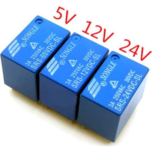 100PCS Relays Power Relay SRS PCB 6 Pins BLUE 5V 12V 24V SRS-05VDC-SL SRS-12VDC-SL SRS-24VDC-SL
