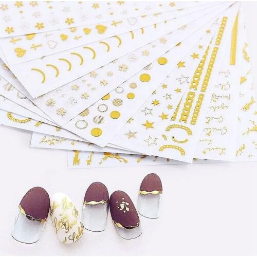 2 sheets self-adhesive gold 3d nail sticker decals for nail art tips decorations fake nails accessoires spider