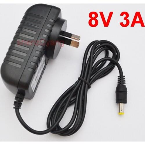 50PCS 8V 3A High quality IC solutions DC 8V 3A Switch power supply, 24W LED power adapter, AU plug 5.5mm x 2.1mm-2.5mm