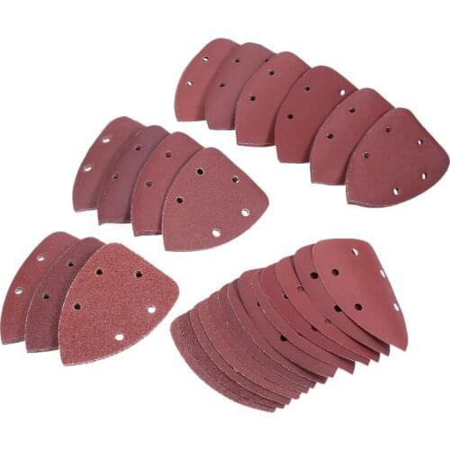 65pcs 140*90mm Self-adhesive Sandpaper Triangle 5 holes Delta SanderHook Loop Sandpaper Disc Abrasive Tools For Polishing Grit