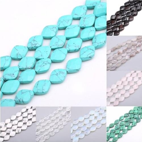 8mm Natural Stone Colorful Agate Sandstone Crystal Rhombus Piece Section Loose Bead for Jewelry Making DIY Bracelet Necklace 15"