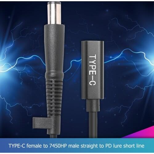 7.4x5.0mm DC Jack Charger Adapter PD USB Type C Female to Cable Office Caring Computer Supplies for HP Laptop