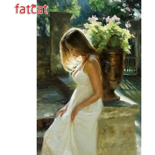 FATCAT Girl 5D DIY Diamond Painting Full Square Round Drill Diamond Embroidery Cross Stitch kits Mosaic needlework Art AE3081