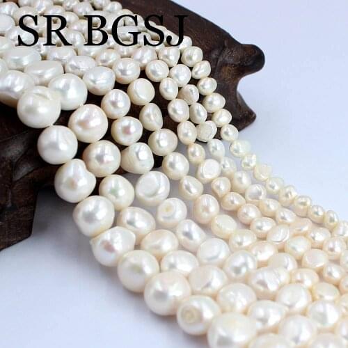 Free Shipping 4-11mm White Baroque Potato Natural Freshwater Pearl Jewelry Accessories DIY Spacer Beads 14"