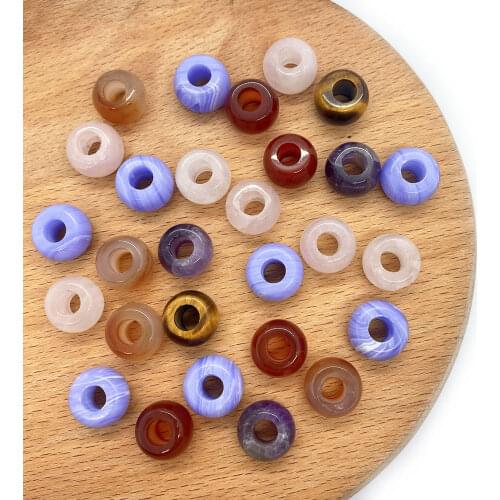 5Pcs/pack Large Hole Beads Natural Semi-precious Stone Loose Beads 5 Colors for Choice DIY for Making Necklace Bracelet 8x12mm