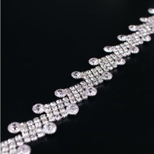 20Yds Sewing Crystal Crystal Chain Golden Silver Base Claw Crafts Rhinestone Trim DIY Beauty Accessories 21mm Width