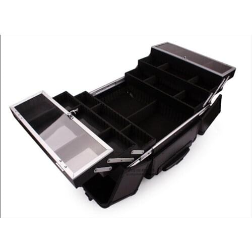 EMS Free Shi[pping Professional Cosmetic Case Trolley Beauty Box Makeup Case with wheels black